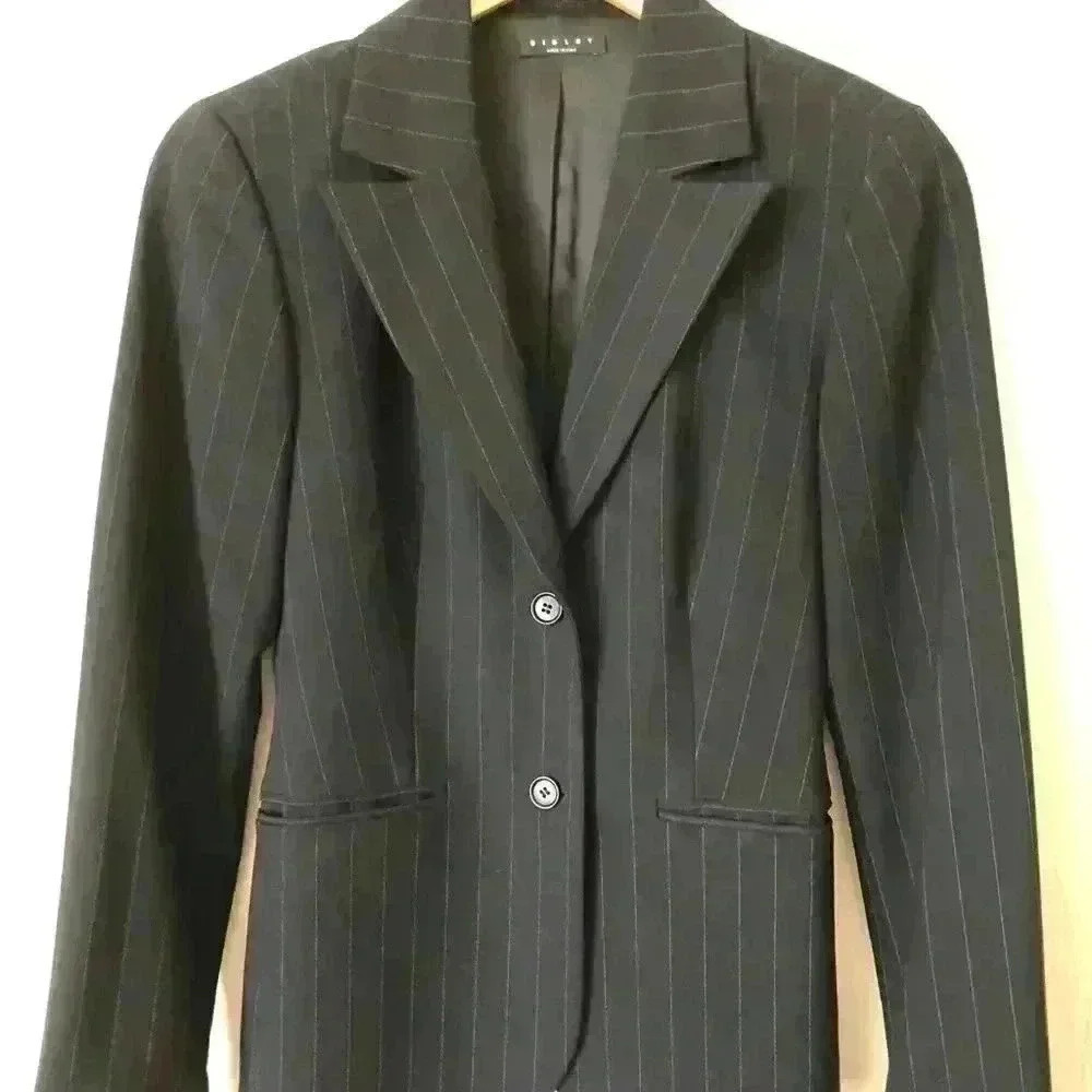 Sisley Black Blazer with Gold Sparkly Stripes US 4